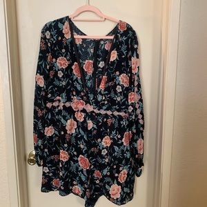 Forever 21 Long Sleeve Floral Romper 3X